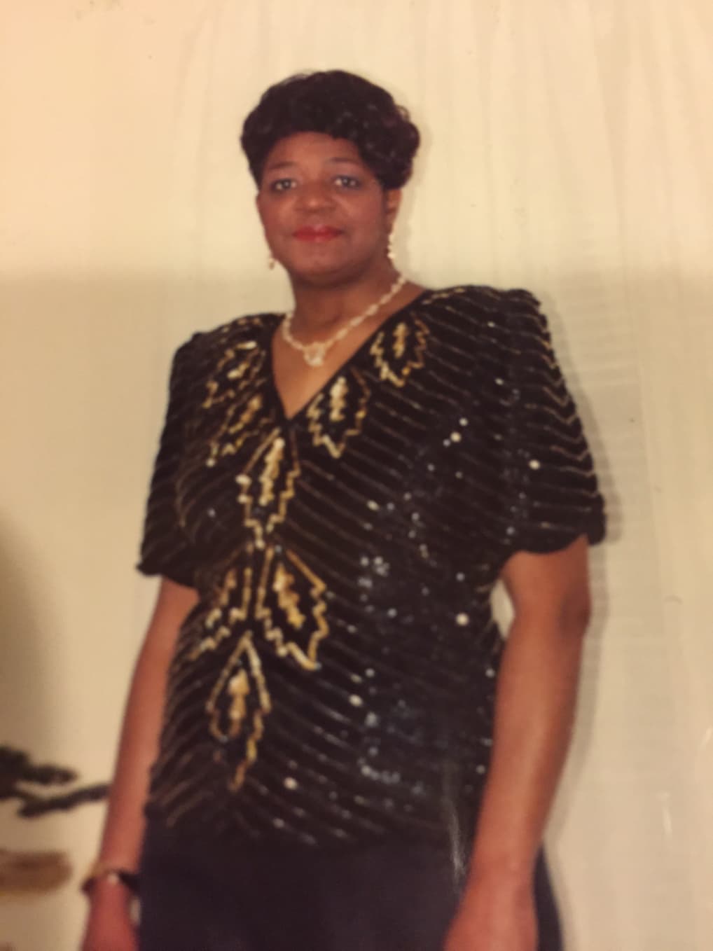 Beverly English dressed for an evening celebration