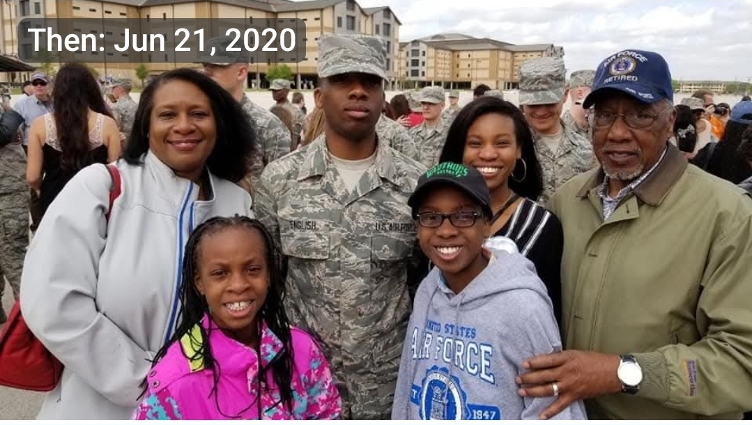 The English family gathered at an Air Force graduation, June 2020